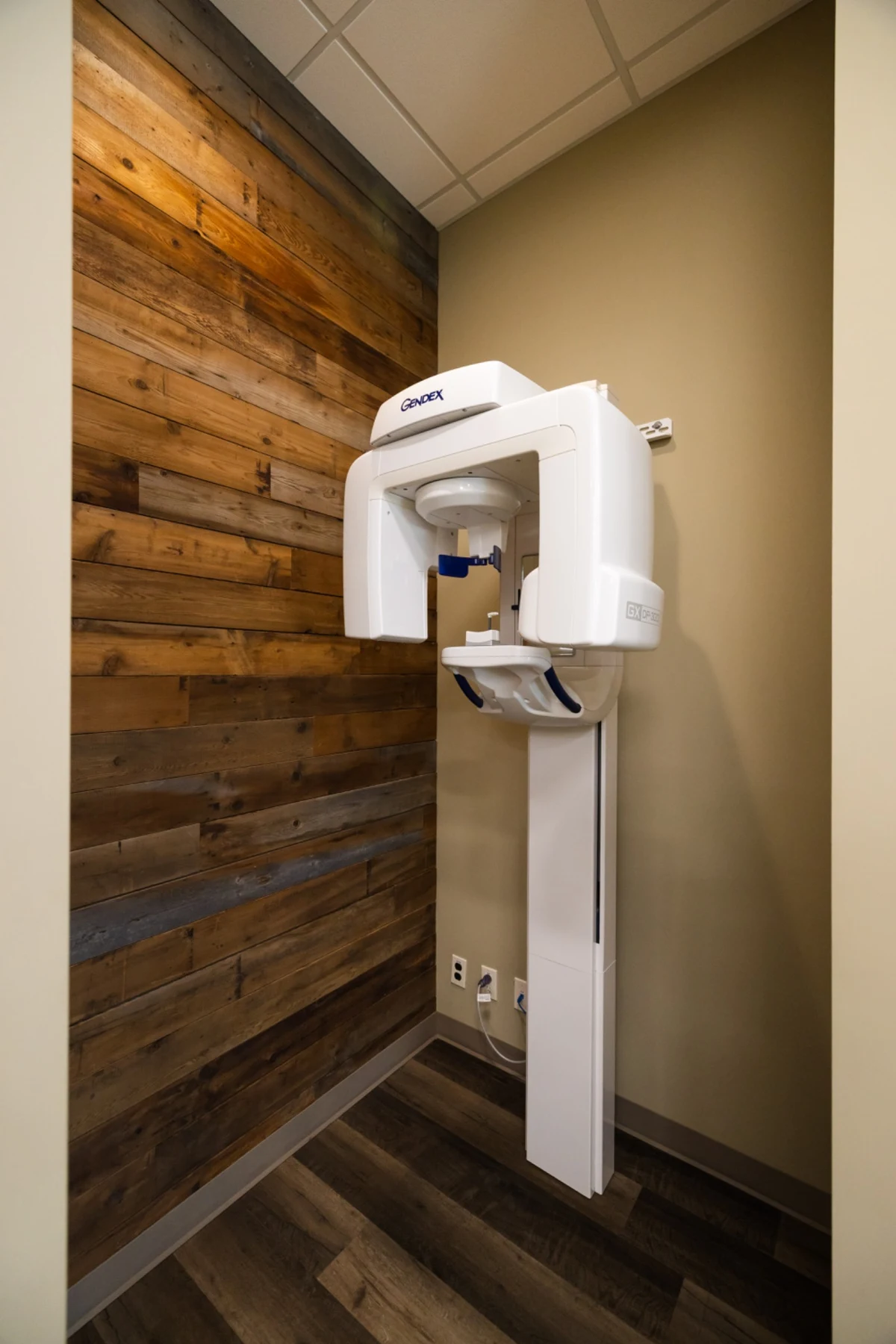 Dental imaging equipment in our wood-accented imaging room